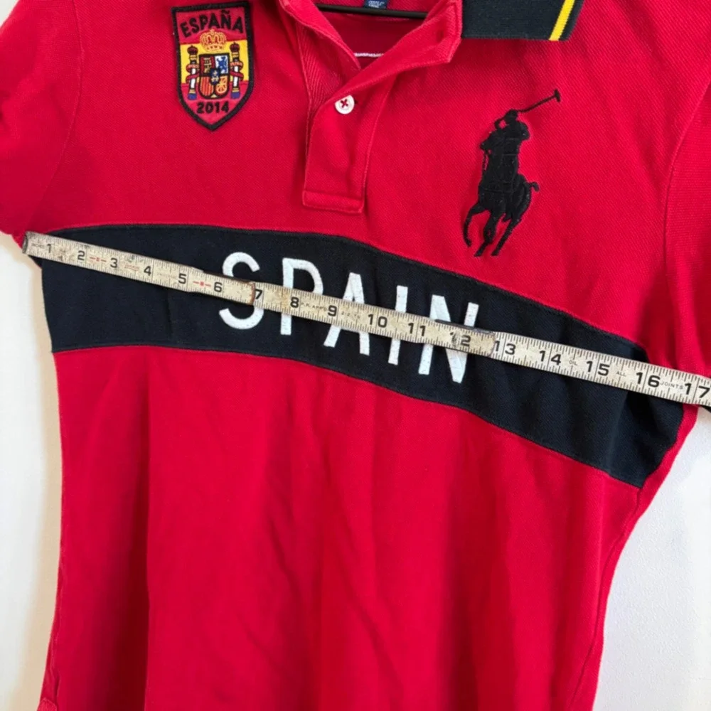 Ralph Lauren Boys Spain 2014 World Cup Polo Shirt Red Big Pony Size Medium 10/12
